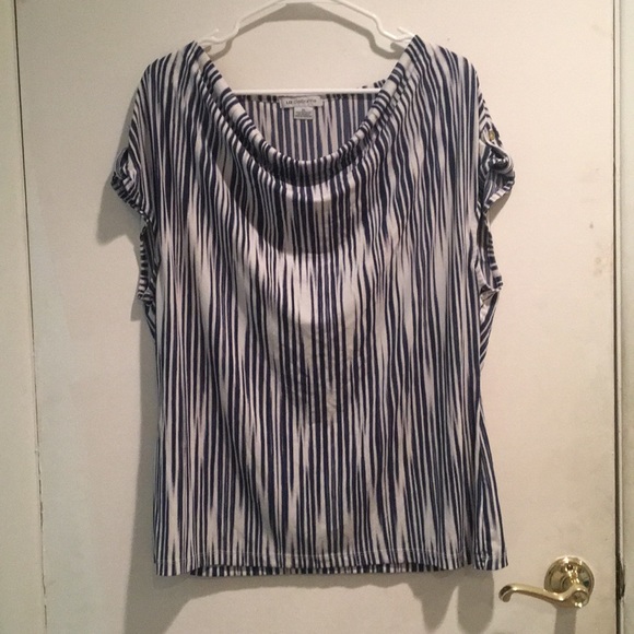 Liz Claiborne Tops - Liz Claiborne- Blue and White Striped Blouse